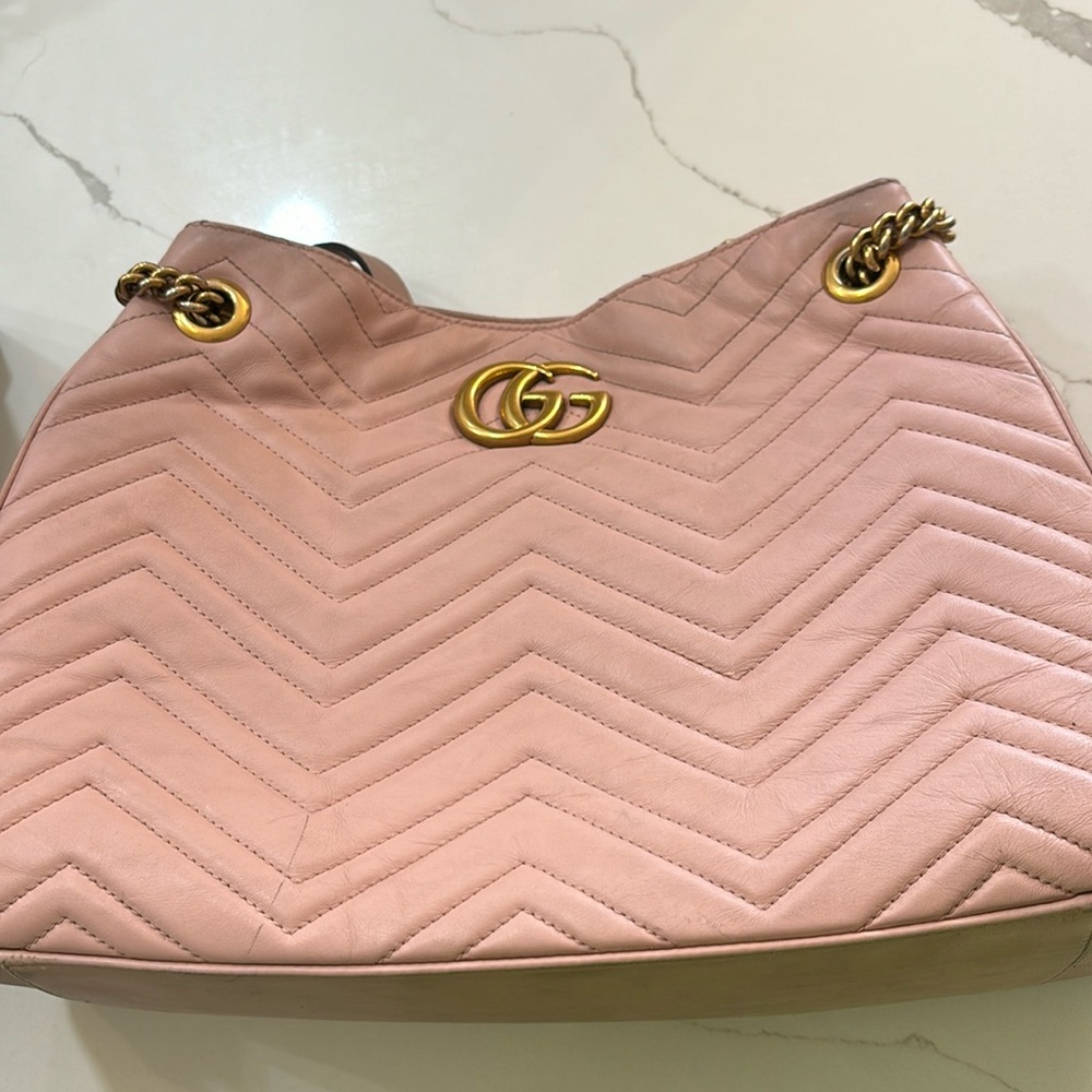 Gucci Pink - Marmont Apollo Chevron - Tote/Crossbody/Shoulder Bag